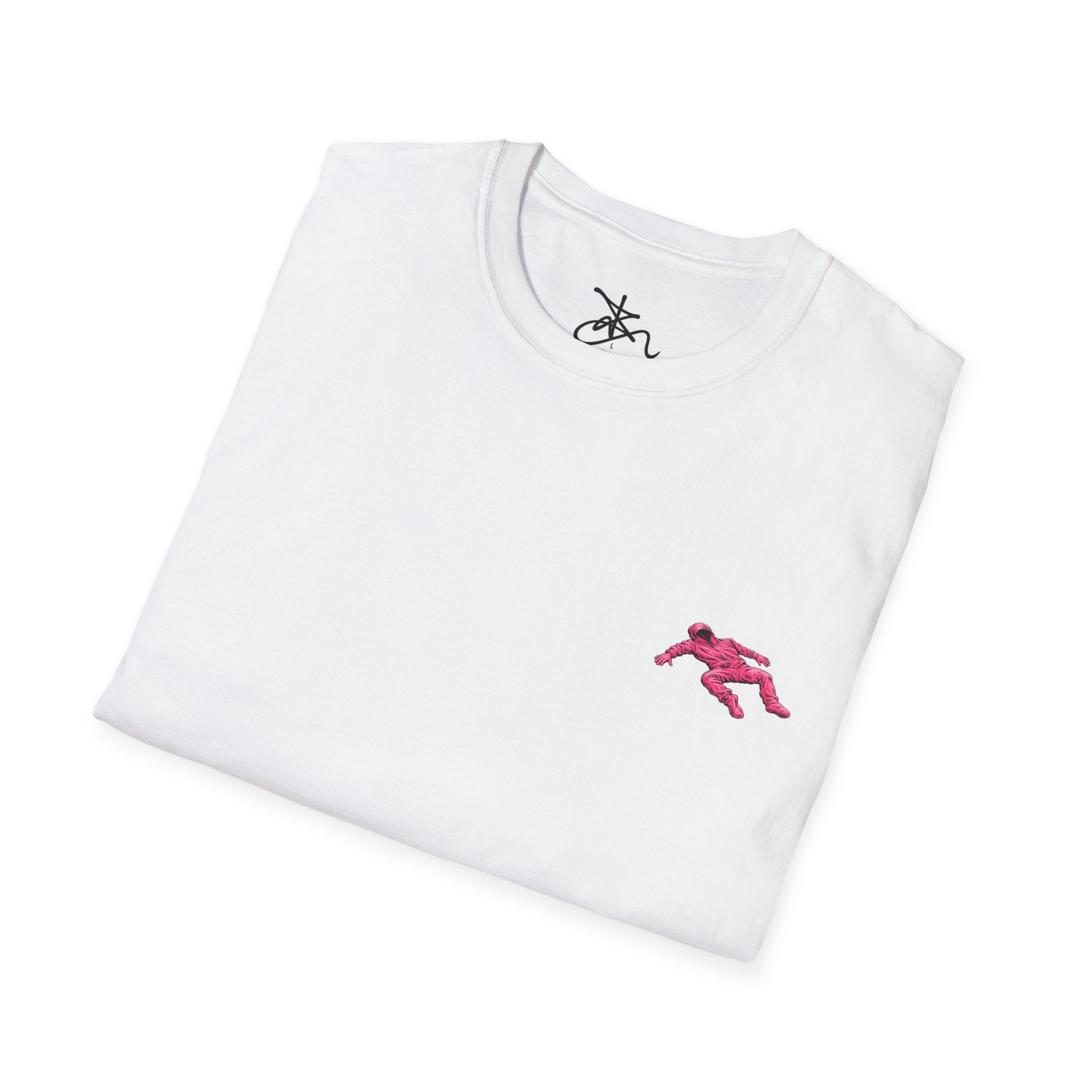 Zima Chest Pink Suit Tee — Minimal Pink Suit T-Shirt